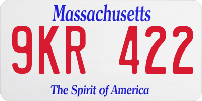 MA license plate 9KR422