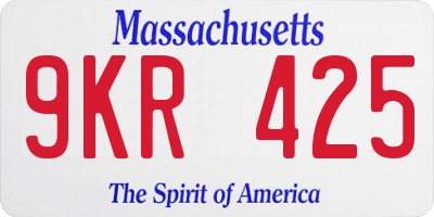 MA license plate 9KR425