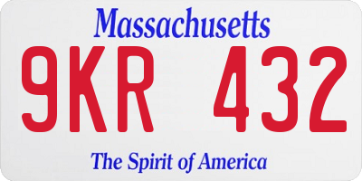 MA license plate 9KR432