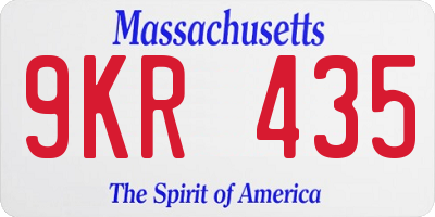 MA license plate 9KR435