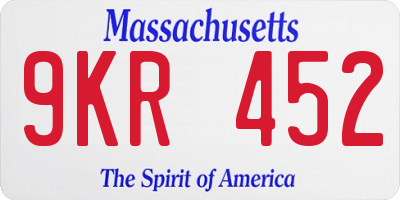 MA license plate 9KR452