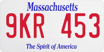 MA license plate 9KR453