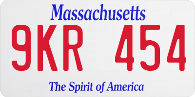 MA license plate 9KR454