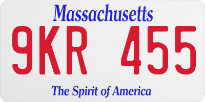 MA license plate 9KR455