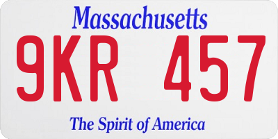 MA license plate 9KR457
