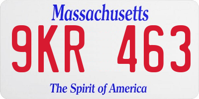 MA license plate 9KR463