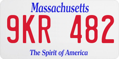 MA license plate 9KR482