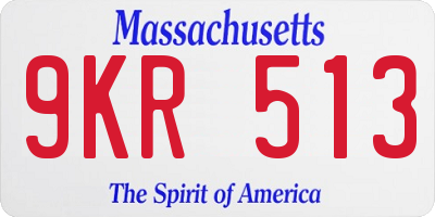 MA license plate 9KR513