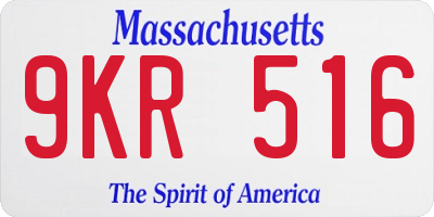 MA license plate 9KR516