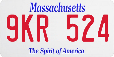MA license plate 9KR524