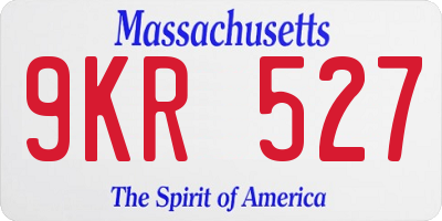 MA license plate 9KR527