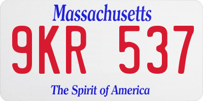 MA license plate 9KR537