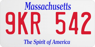 MA license plate 9KR542