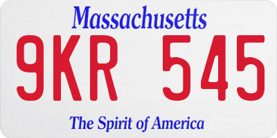 MA license plate 9KR545