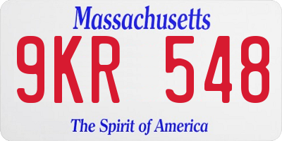MA license plate 9KR548
