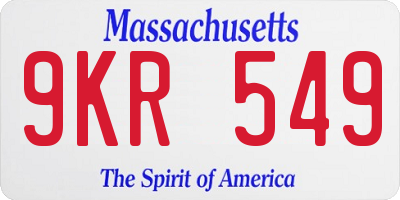 MA license plate 9KR549