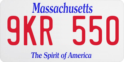 MA license plate 9KR550