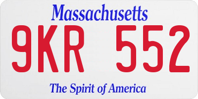 MA license plate 9KR552