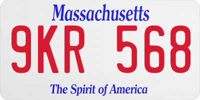 MA license plate 9KR568