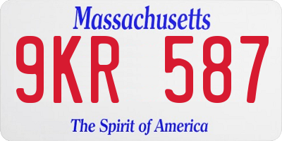MA license plate 9KR587