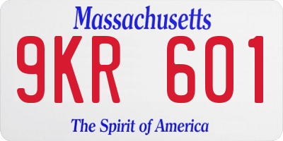 MA license plate 9KR601