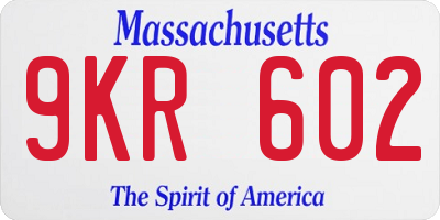 MA license plate 9KR602