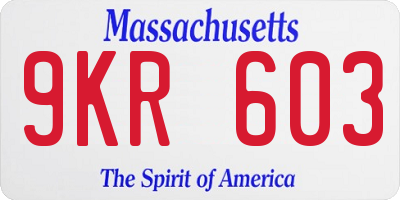 MA license plate 9KR603
