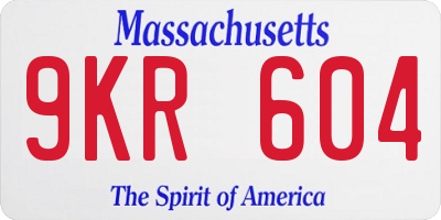 MA license plate 9KR604