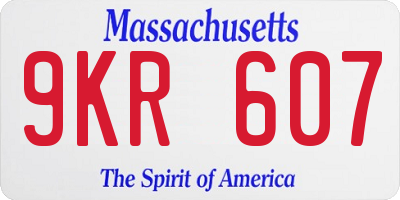 MA license plate 9KR607