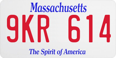 MA license plate 9KR614