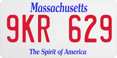MA license plate 9KR629