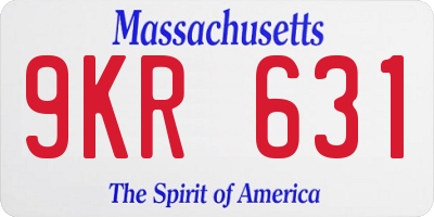 MA license plate 9KR631