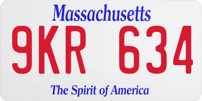 MA license plate 9KR634