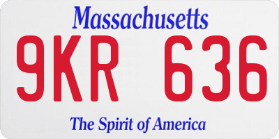 MA license plate 9KR636