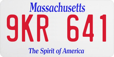 MA license plate 9KR641