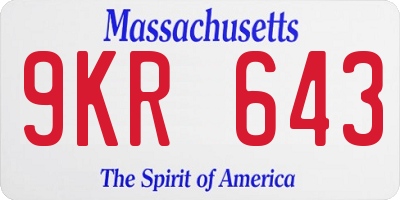 MA license plate 9KR643