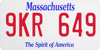 MA license plate 9KR649