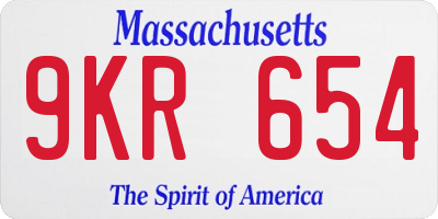MA license plate 9KR654