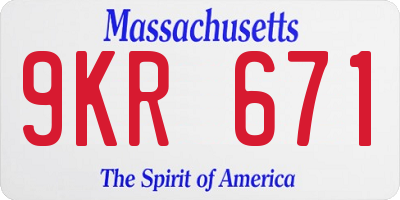 MA license plate 9KR671