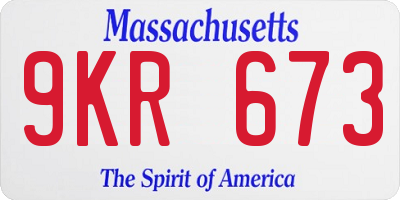 MA license plate 9KR673