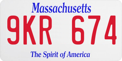 MA license plate 9KR674