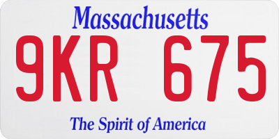 MA license plate 9KR675