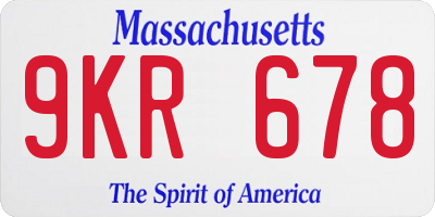 MA license plate 9KR678