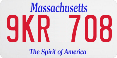 MA license plate 9KR708