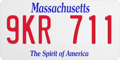 MA license plate 9KR711