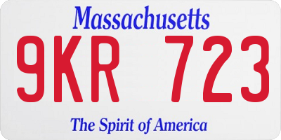 MA license plate 9KR723