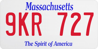 MA license plate 9KR727