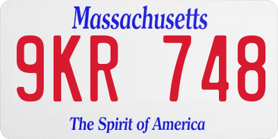 MA license plate 9KR748