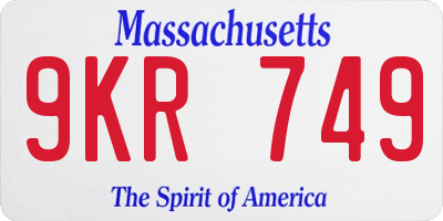 MA license plate 9KR749