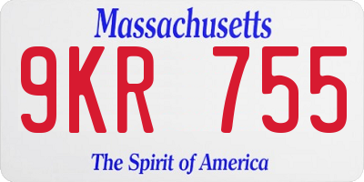 MA license plate 9KR755